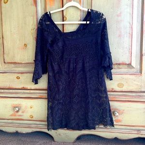 Free People Black Lace Mini Dress